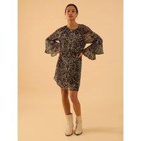 Rose & Nancy Women's Freya Print Flute Sleeve Mini in Black | Size: Small