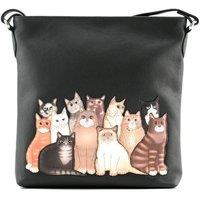 Mala leather Women's Meowfia Cats Crossbody Leather Bag in Dark Grey