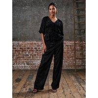 Rose & Nancy Women's Juniper Black Snake Velvet Trouser | Size: Medium