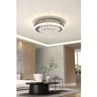 Round Crystal Cluster Flush Mount Ceiling Light in Silver