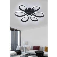 Modern Acrylic Light-adjusted Petal LED Semi Ceiling Light in Black