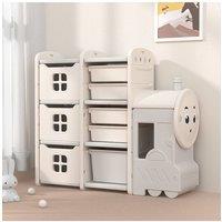Lovely Train Shape Toys Storage Rack for Kids Floor Standing in Grey