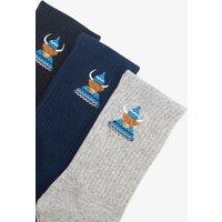 Sock Talk Men's Embroidered Highland Cow Cotton Crew Socks- 3 Pack | Size: 7-11