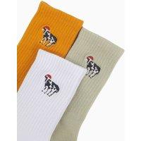 Sock Talk Men's Farm Cow Embroidered Cotton Christmas Socks - 3 Pack | Size: 7-11