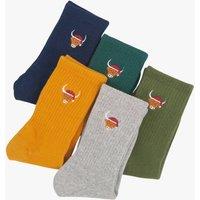 Sock Talk Men's Embroidered Highland Cow Santa Claus Christmas Socks- 5 Pack | Size: 7-11