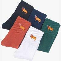 Sock Talk Women's Christmas Highland Cow Embroidered Cotton Ankle Socks - (5 Pack) | Size: 3-7