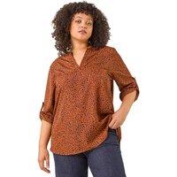 Roman Women's Curve Spot Print Tunic Top in Orange | Size: 20