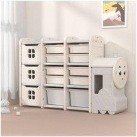 Kids'Floor-Standing Toy Storage Rack in Adorable Train Design in Beige