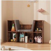Kids'Bookcase with Cozy Reading Nook in Brown