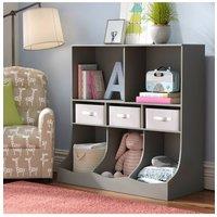 Kids'3-Tier Open Storage Cabinet for Toys & Books in Grey