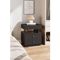 Living and Home Modern 3-Drawer Bedside Table with RGB Lighting in Black