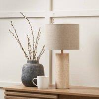 Ruma Limestone Cylinder Table Lamp with Hessian Shade in Natural