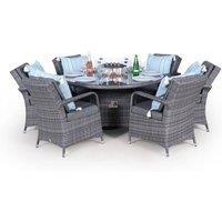 Thats Furniture Arizona Fire Pit 6 Seater Round Rattan Dining Set in Grey