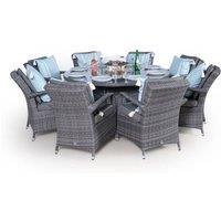 Thats Furniture Arizona Fire Pit 8 Seater Round Rattan Dining Set in Grey