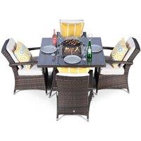 Thats Furniture Arizona Fire Pit 4 Seater Square Rattan Dining Set in Brown