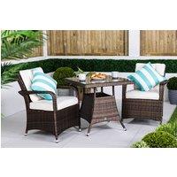 Thats Furniture Arizona Square Rattan Garden Bistro Table & Chairs Set 2 Seater in Brown