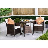 Thats Furniture Savannah Round Rattan Garden Bistro Table & Chairs Set 2 Seater in Brown