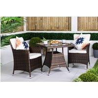 Thats Furniture Savannah Square Rattan Garden Bistro Table & Chairs Set 2 Seater in Brown