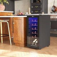 HOMCOM 50L Freestanding Wine Fridge with Temperature Control LED Light in Black