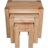 Thats Furniture Kuba Solid Oak Nest of 3 Side Tables for Living Room in Light Oak