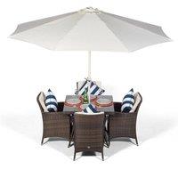 Thats Furniture Savannah Square 4 Seater Rattan Patio Dining Set in Brown