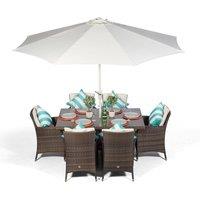 Thats Furniture Savannah Rectangular 6 Seater Rattan Patio Dining Set in Brown