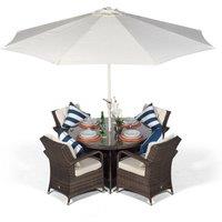 Thats Furniture Arizona Round 4 Seater Rattan Patio Dining Set in Brown