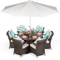 Thats Furniture Arizona Round 6 Seater Rattan Patio Dining Set in Brown