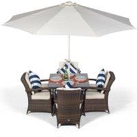 Thats Furniture Arizona Square 4 Seater Rattan Patio Dining Set in Brown