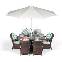 Thats Furniture Arizona Rectangular 6 Seater Rattan Patio Dining Set in Brown