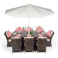 Thats Furniture Arizona Rectangular 8 Seater Rattan Patio Dining Set in Brown