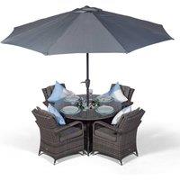 Thats Furniture Arizona Round 4 Seater Patio Dining Set with Ice Bucket Drinks Cooler in Grey