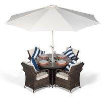 Thats Furniture Arizona Round 4 Seater Patio Dining Set with Ice Bucket Drinks Cooler in Brown