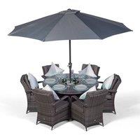 Thats Furniture Arizona Round 6 Seater Patio Dining Set with Ice Bucket Drinks Cooler in Grey