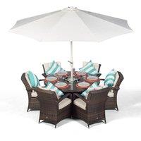 Thats Furniture Arizona Round 6 Seater Patio Dining Set with Ice Bucket Drinks Cooler in Brown