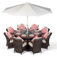 Thats Furniture Arizona Round 8 Seater Rattan Dining Set with Ice Bucket Drinks Cooler in Brown