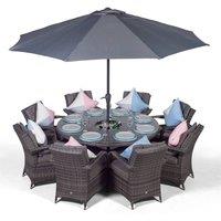 Thats Furniture Arizona Round 8 Seater Rattan Dining Set with Ice Bucket Drinks Cooler in Grey