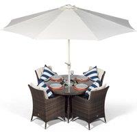 Thats Furniture Savannah Round 4 Seater Patio Dining Set with Ice Bucket Drinks Cooler in Brown