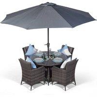 Thats Furniture Savannah Round 4 Seater Patio Dining Set with Ice Bucket Drinks Cooler in Grey