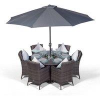 Thats Furniture Savannah Round 6 Seater Patio Dining Set with Ice Bucket Drinks Cooler in Grey