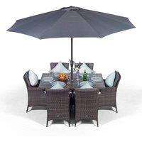 Thats Furniture Savannah Rectangular 6 Seater Rattan Patio Dining Set in Grey