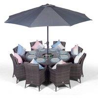 Thats Furniture Savannah Round 8 Seater Rattan Dining Set Ice Bucket Drinks Cooler in Grey