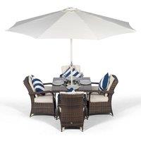 Thats Furniture Arizona Square 4 Seater Patio Dining Set with Ice Bucket Drinks Cooler in Brown