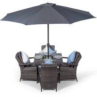 Thats Furniture Arizona Square 4 Seater Patio Dining Set with Ice Bucket Drinks Cooler in Grey