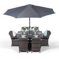 Thats Furniture Arizona Rectangle 6 Seat Rattan Dining Set Ice Bucket Drinks Cooler in Grey