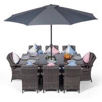 Thats Furniture Arizona Rectangle 8 Seat Rattan Dining Set Ice Bucket Drinks Cooler in Grey