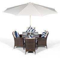 Thats Furniture Savannah Square 4 Seater Patio Dining Set Ice Bucket Drinks Cooler in Brown
