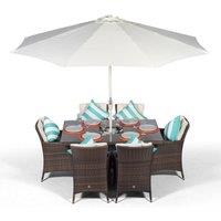 Thats Furniture Savannah Rectangle 6 Seat Rattan Dining Set Ice Bucket Drinks Cooler in Brown