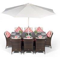 Thats Furniture Savannah Rectangle 8 Seat Rattan Dining Set Ice Bucket Drinks Cooler in Brown