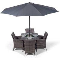 Thats Furniture Savannah Square 4 Seater Patio Dining Set Ice Bucket Drinks Cooler in Grey